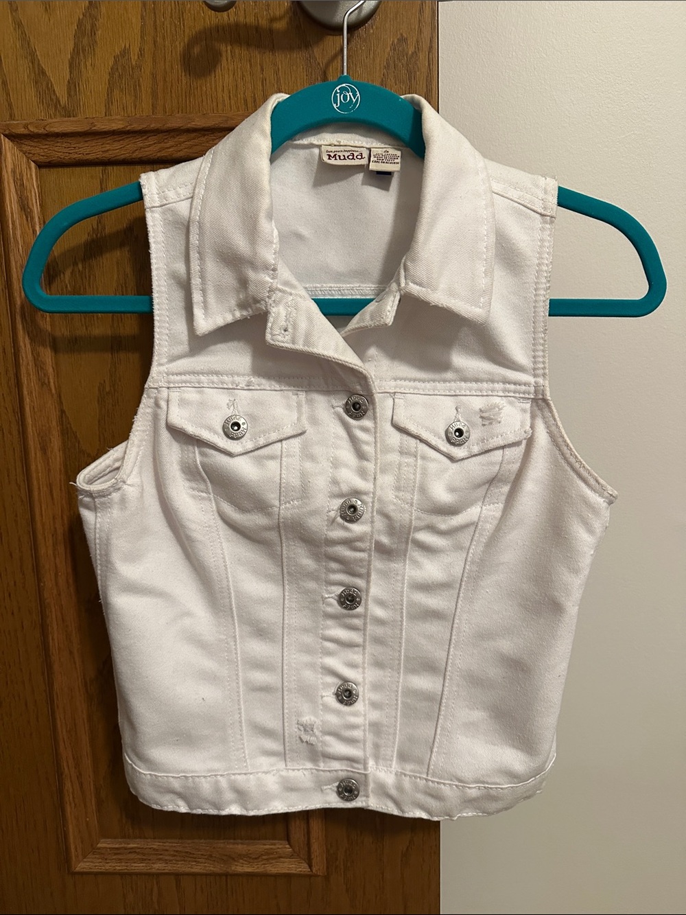 Mudd White Denim Sleeveless Vest